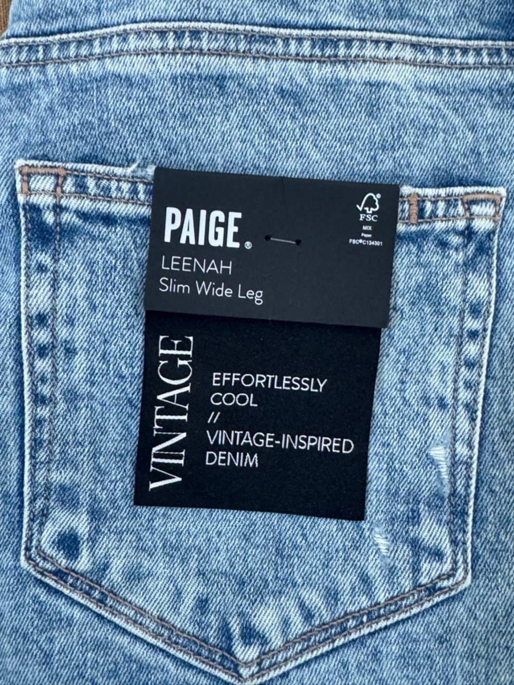 New* Paige leenah slim wide leg vintage wash - Picture 2 of 5